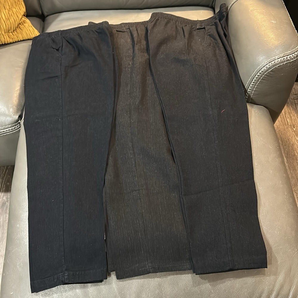 Laura Scott Black Casual Work Office Pants, SET OF 3. Elastic waist band Size 8 - Picture 5 of 5